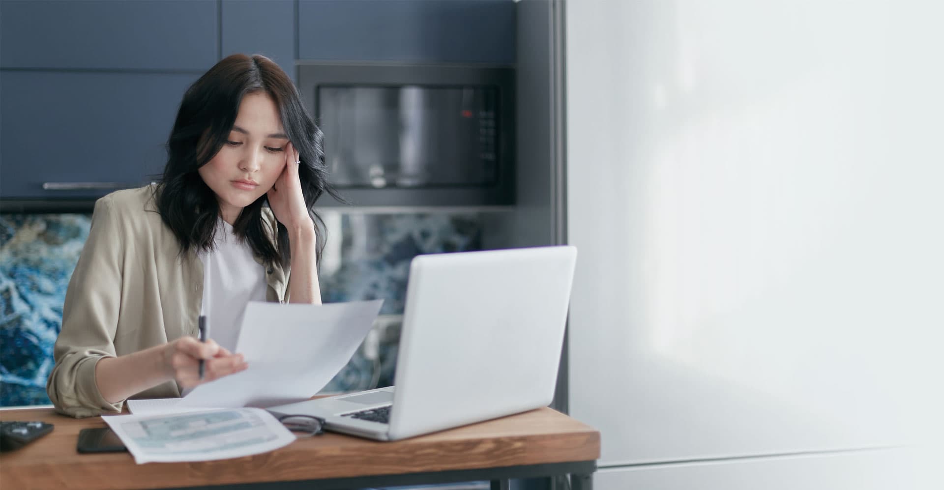 A customer reviewing their account at home